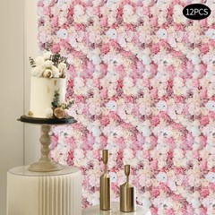 Flower Wall Panel Artificial Flower Wall Backdrop Flower Decoration 12 Pcs