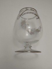 25th Wedding Anniversary Stemmed Glass Large Fishbowl Goblet Silver Design Trim