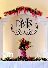 Elegant Wedding Monogram Custom Wall Vinyl Sticker Decal 27″h X 47″w