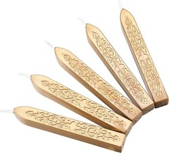 Elegant 5 Pcs Light Gold Sealing Wax Sticks with Wicks for Signatures & Crafts