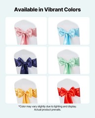 7x108in Light Blue Satin Chair Sashes 100 Pack, Reinforced Edge Event Decor