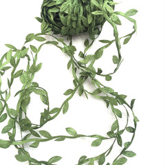 20 Yards Olive Green Leaf Ribbon, Artificial Vine, Gift Wrap Party Wedding Decor