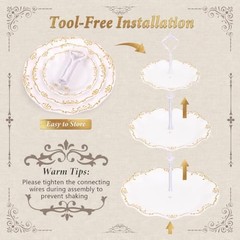 10 Pcs Cupcake Stand,Dessert Table Display Set with Gold Rim,3 x Three White