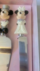 Vintage Disney Store Mickey & Minnie Mouse Wedding Cake Server & Knife Set
