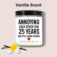 Funny Scented Candle, 25th Anniversary, Gifts for 9 Ounce, White