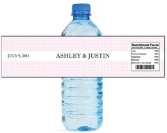 Square Pattern Light pink Wedding Shower Engagement Party Water Bottle Labels