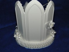New Vintage Bridal Couple Golfers with Chapel Church Mirror Windows Caketopper