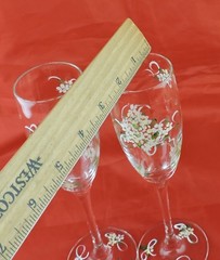 ELEGANT CHAMPAGNE FRANCE FLUTE/GLASS PAIR BLOSSOM FLOWER STEMWARE WEDDING