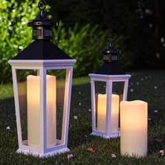 8″ 10″ × 4″ Large Waterproof Outdoor Flameless 1-2 Pack Cream Remote 8/10