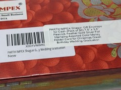 New Parth Impex Shagun Gift Cash Envelope Pack Of 50 7.5 X 3.5 Peacock Feather