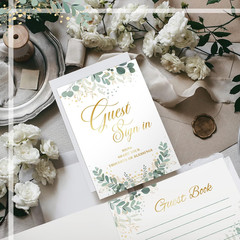 Geyee 3 Pcs Wedding Guest Book Set, Wedding Reception Registry Book with Pen and