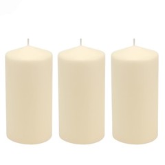 Stonebriar Unscented Pillar Candles – 65 Hour Burn Time, 3″ x 6″, Ivory