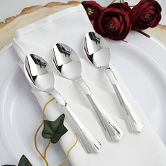 Plastic SILVER Light Gray COFFEE SPOONS Disposable Home Party Wedding Catering