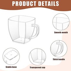 Set of 10 Transparent 2oz Hard Plastic Tea Cups with Handle – Mini Disposable