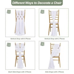 Fanqisi White Chair Sashes 16 Packs 8ft Long Aisle Wedding 16Pcs,