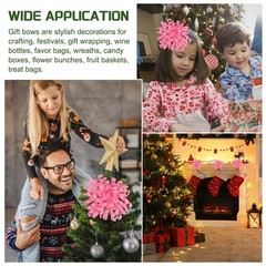 6 Pcs 4 Inch Grosgrain Curly Bows for Gift Wrapping Self-Adhesive Dark Pink