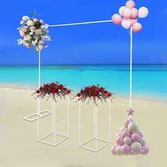 White Wedding Backdrop Stand Set – 1* Balloon Stand + 2* Flower Stands Steel