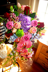 Hand Made Bridal Bouquet Cascading, Orchid, Roses, Hydrangea NEW