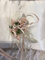 Cream Satin Lace Flower Rectangular VTG Wedding Ring Bearer Pillow