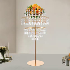 Gold 15.75 In. Iron Acrylic Decor round Floor/Tabletop Wedding Flower Decorative