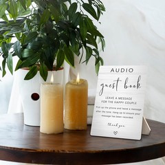 Audio Guest Book Sign – Audio Phone Guestbook Wooden 5x7inches Audio White