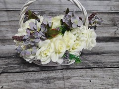 Wedding Table Centerpieces, Floral Reception Centerpieces, Purple, Ivory, Roses