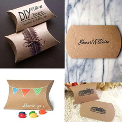 50Pcs Kraft Black White Paper Pillow Box for Jewelry Candy Gift Wedding Favor Sm