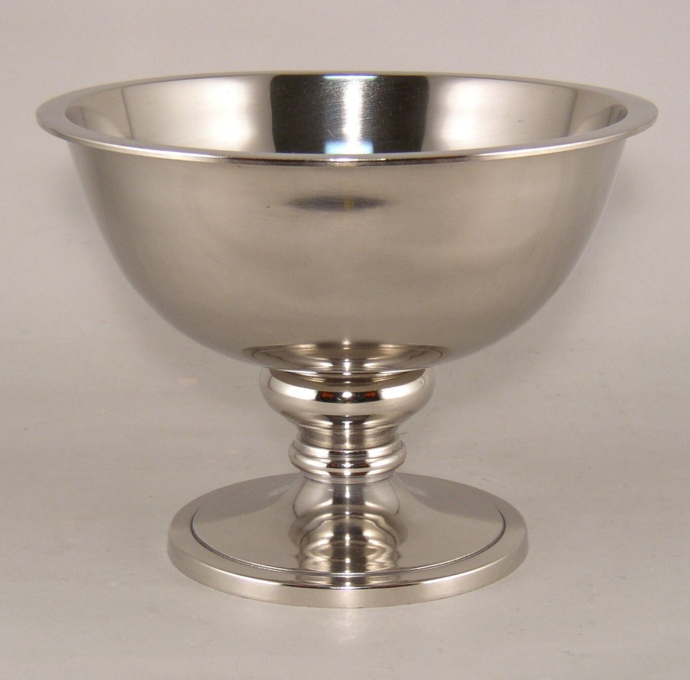 Compote Bowl Vase Nickel Plated Aluminum Pedestal Base 10″Dia 7.5″High