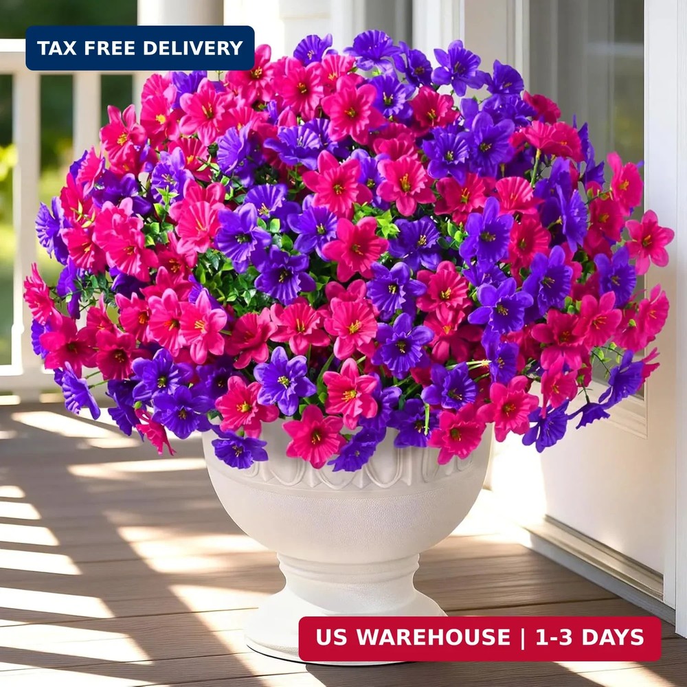 MARTINE MALL Artificial Flowers for Outdoors, 12 Bundles Realistic Fake Outdoor