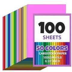 100 Sheets 8.5 x 11 Colored x 11 inches, Mix color 100Pcs