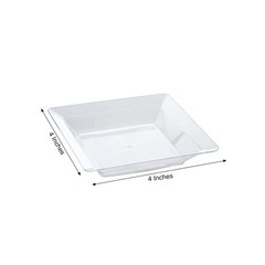 4.25″ PLASTIC PLATES Clear Elegant Square Wedding Disposable TABLEWARE