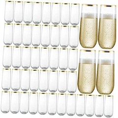 48 Pack Plastic Stemless Champagne Flutes, Disposable Unbreakable 9 Oz