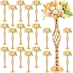 Elegant Gold Tall Flower Vase Candle Holders – 20 Pcs Wedding Centerpieces