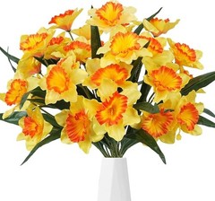 Silk daffodil and lavender rose bouquet