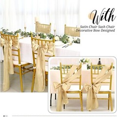 100PCS Satin Chair Sashes Bows Wedding Party Event Decorations Shiny Fabric New