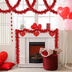 50FT Valentine’s Day Decorations, Red Valentines Heart Tinsel