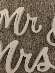 Mr & Mrs Wood Cut Words Sign Wedding 3 Pieces Hobby Lobby