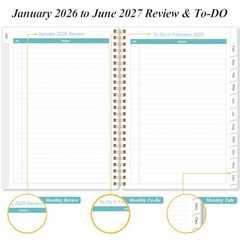 2026-2027 Monthly Planner – January 2026 – June 2027, Two 6.4″ x 8.5″ Pink