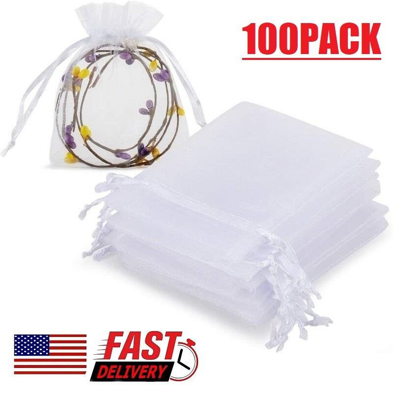 100Pcs Organza Wedding Party Favor Decoration Gift Candy Sheer Bags Pouches USA