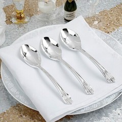 Plastic SILVER SPOONS Disposable Party Home Elegant Light Gray Catering Home