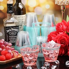 100 Pcs 9oz Rimmed Plastic Cups for Weddings & Cocktails – Heavy Light Green