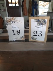Wedding Table Number Signs Set of 12 Peacock Feather Reception Decor w/Stands