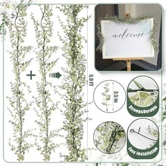 12 Sets Cheesecloth Table Runner 108×12 Inch with Artificial Sage Green