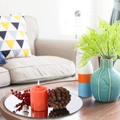 12″ Round Mirror Centerpieces for Tables, Circle Mirror Plates with Smooth Ed…