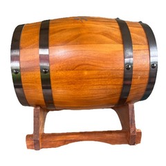 Wedding Card Wood Barrel Gift Card Box On Wooden Stand, Slotted Lid 11″