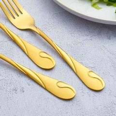 Gold Salad Fork Set, Seeshine 6.9-inch Stainless Steel Shiny Gold Metal Desse…
