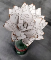 Handmade Paper Flower on stem (Gray Pattern No.1) for Wedding, St. Valentine’s