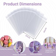 TEMLQPACK 100Pcs 4 x 6 Inch Clear Cellophane Bags for 1 count (Pack of 100)