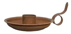 NEW RUSTY Taper Candle Holder with Handle Metal Primitive Country Western RUST