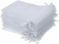 200× Sheer Organza Bags White Wedding Favor Candy Bags with Drawstring 4″x5″ USA